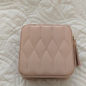 Wolf pink leather travel jewelry case